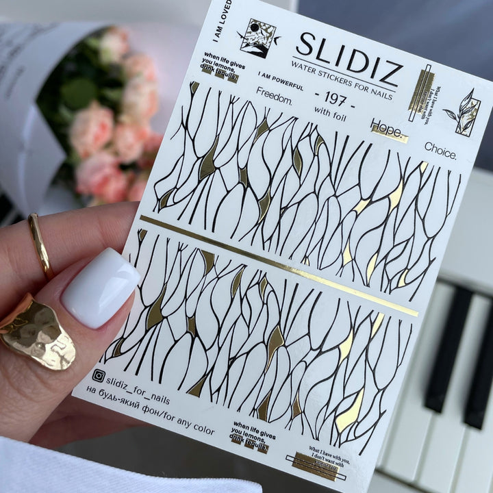 SLIDIZ WATER DECAL CON FOIL ORO N°197