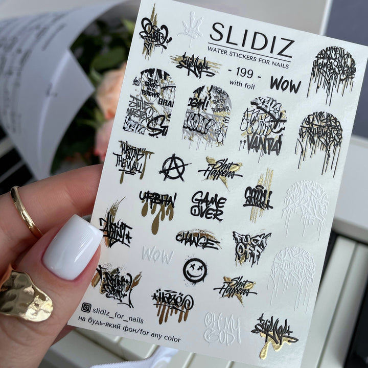 SLIDIZ WATER DECAL CON FOIL ORO N°199