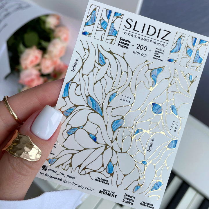 SLIDIZ WATER DECAL CON FOIL ORO N°200