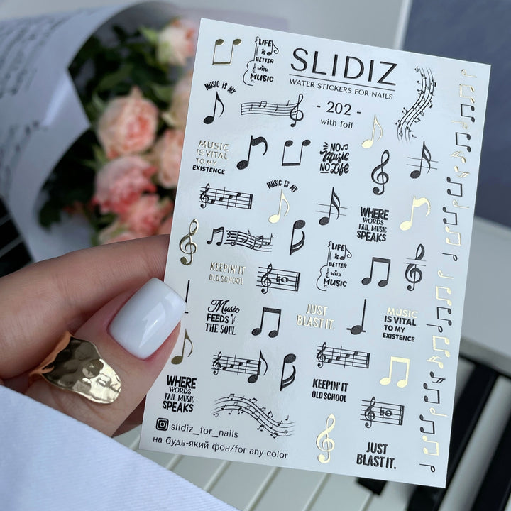 SLIDIZ WATER DECAL CON FOIL ORO N°202