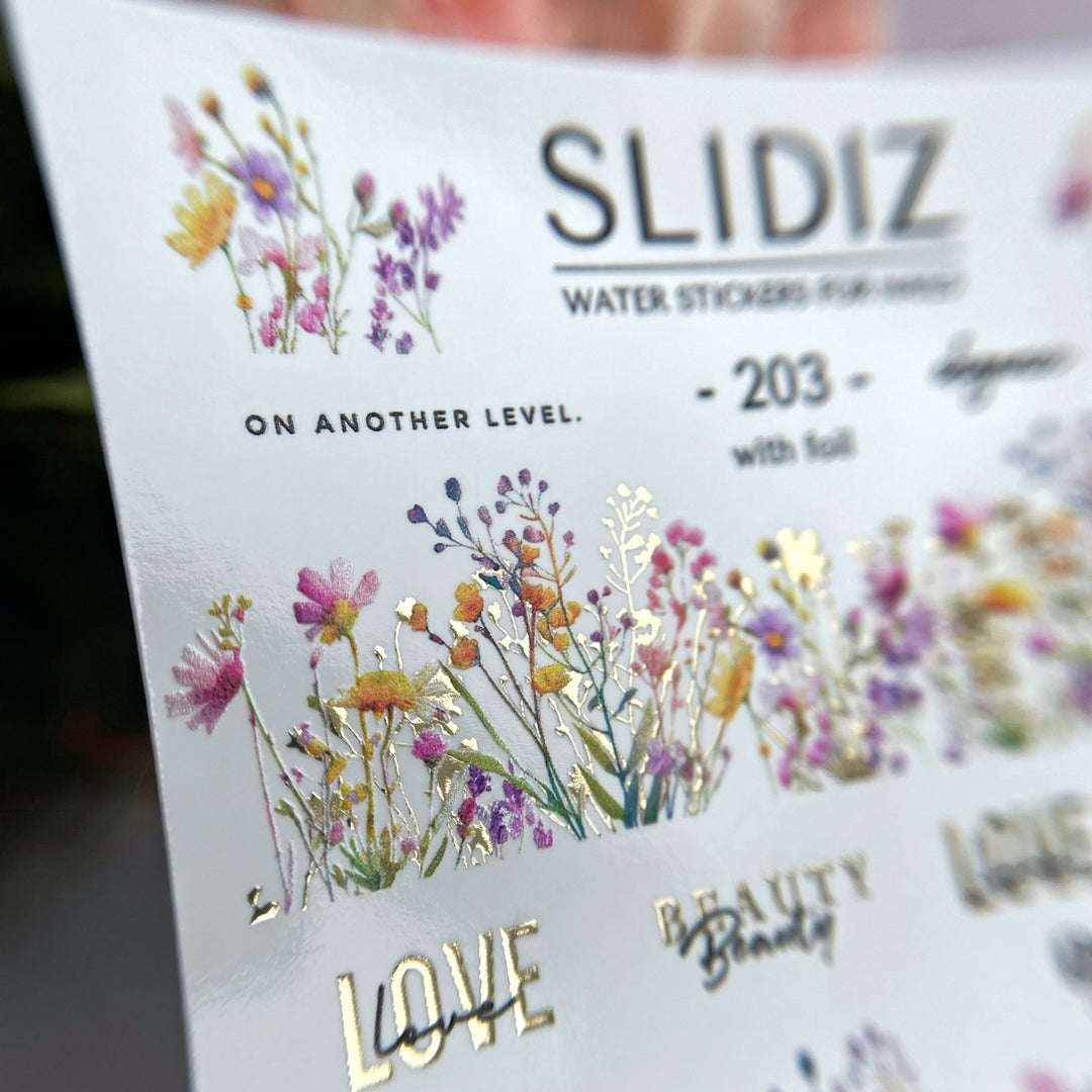 SLIDIZ WATER DECAL CON FOIL ORO N°203