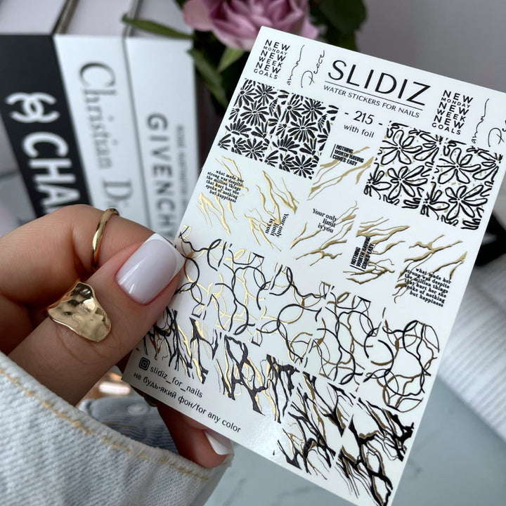 SLIDIZ WATER DECAL CON FOIL ORO N°215