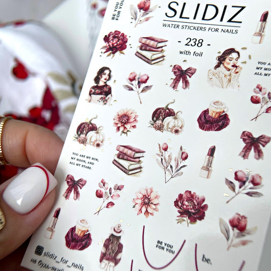 SLIDIZ WATER DECAL CON FOIL ORO N°238