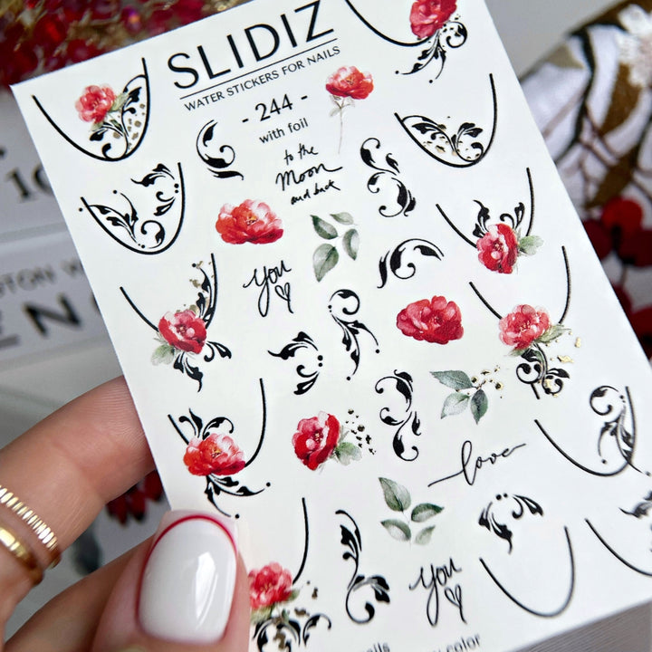 SLIDIZ WATER DECAL CON FOIL ORO N°244